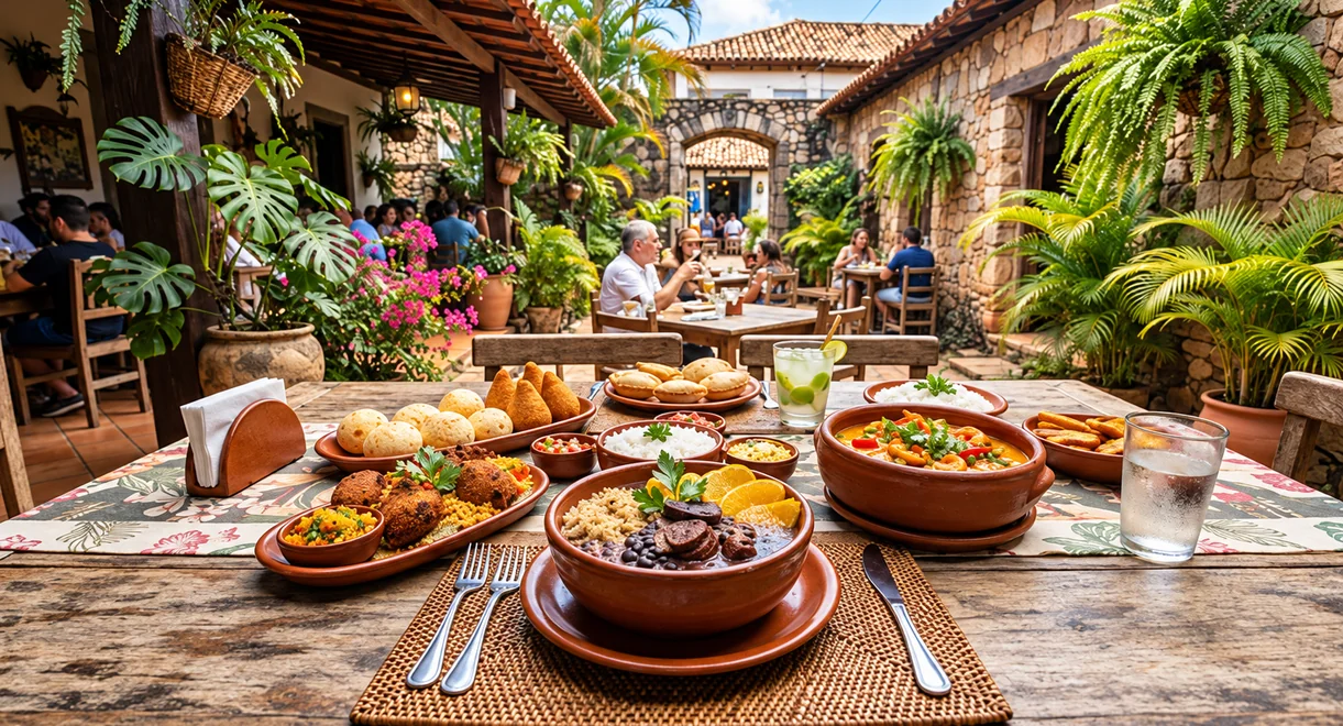 Mesa farta no quintal do Martinez Restaurante